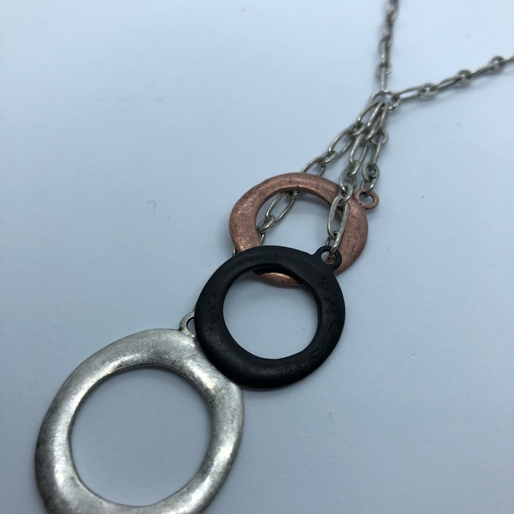 Dangle Circular Necklace Silver, Copper, Black Tones ( 3 for $15 )